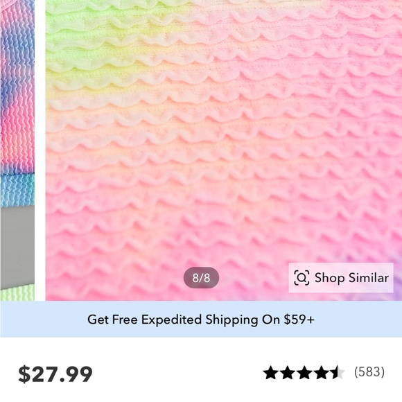 CUPSHE tie dye wash textured high waist bikini bottom. - Picture 4 of 6